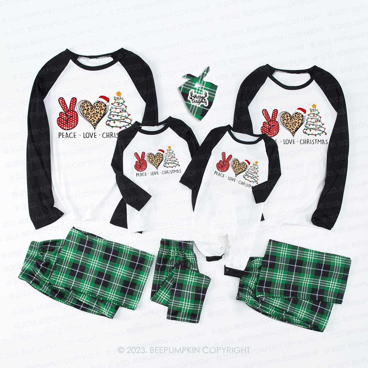 Peace Love Christmas Lights Sublimation Matching Pajamas For Family Beepumpkin