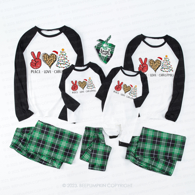 Peace Love Christmas Lights Sublimation Matching Pajamas For Family Beepumpkin