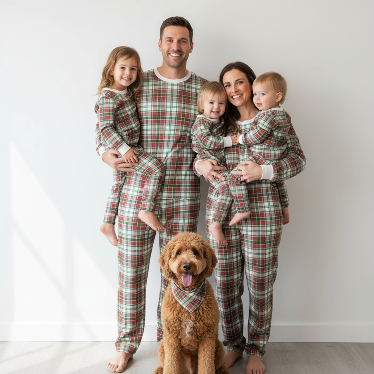 Red & Green Buffalo Check Plaids All-Over Print Family Matching Pajama Sets
