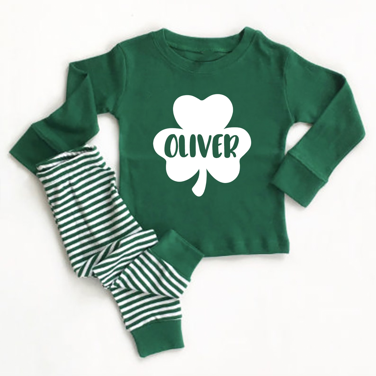 Personalized St. Patrick's Day Shamrock Kids Loungewear Pajamas