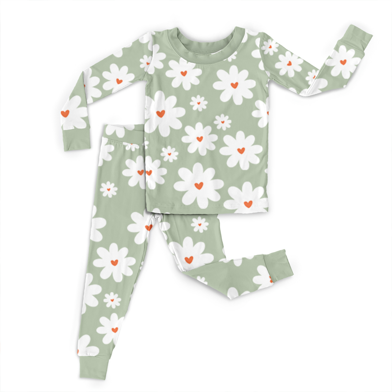 Sage Daisy Two-Piece Pajama Set For Kids