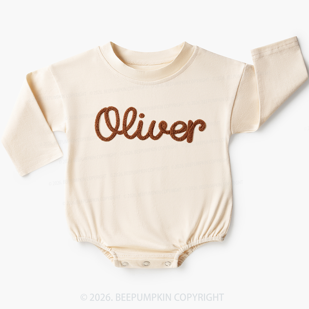 Personalized Yarn Embroidered Name Baby Bubble Romper