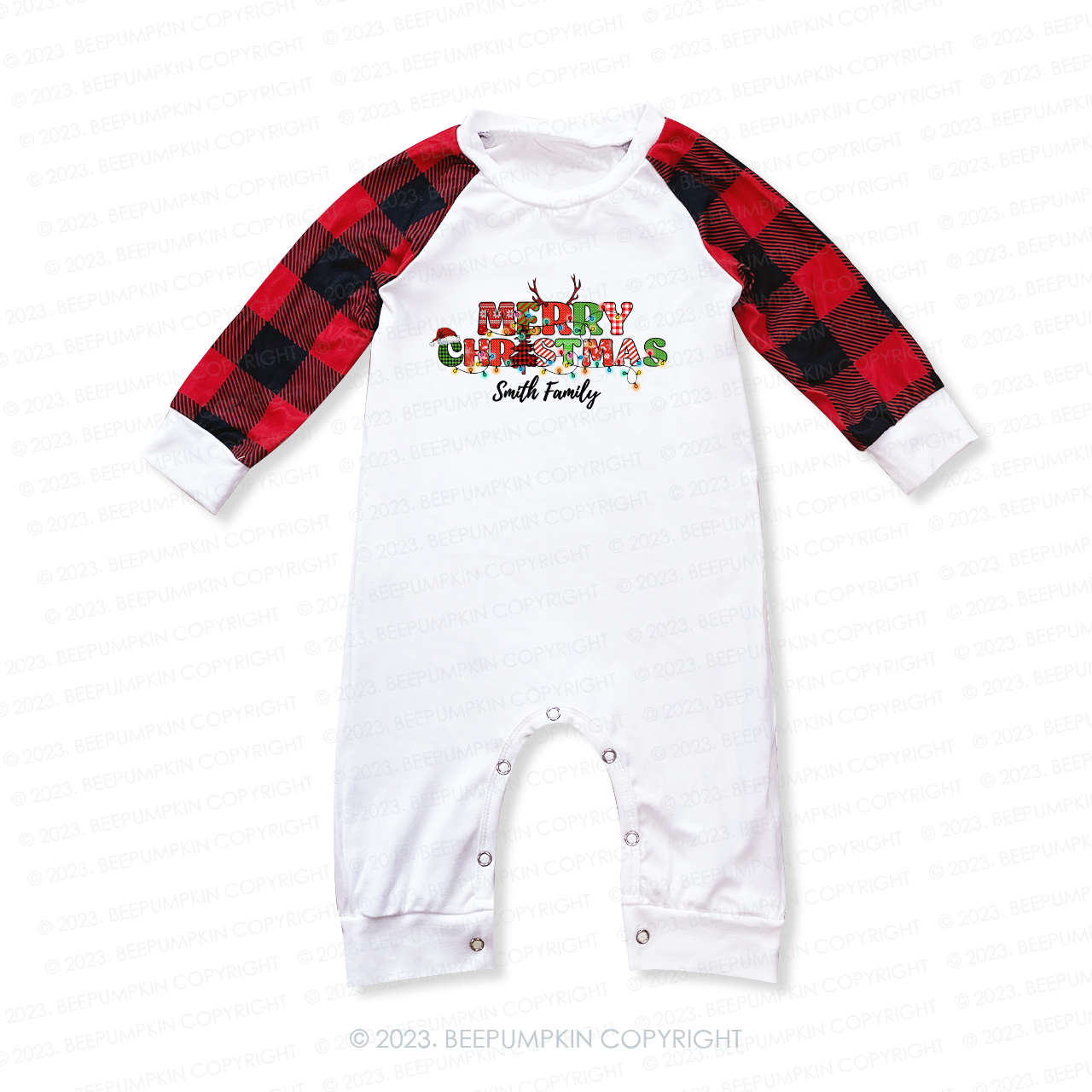 Classic Merry Christmas Print Matching Pajamas For Family Beepumpkin