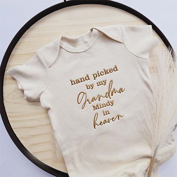 Personalized Embroidered Hand Picked by My Grandma In Heaven Bodysuit For Baby
