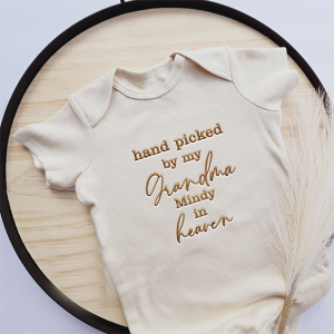 Image of Personalized Embroidered Hand Picked by My Grandma In Heaven Bodysuit For Baby