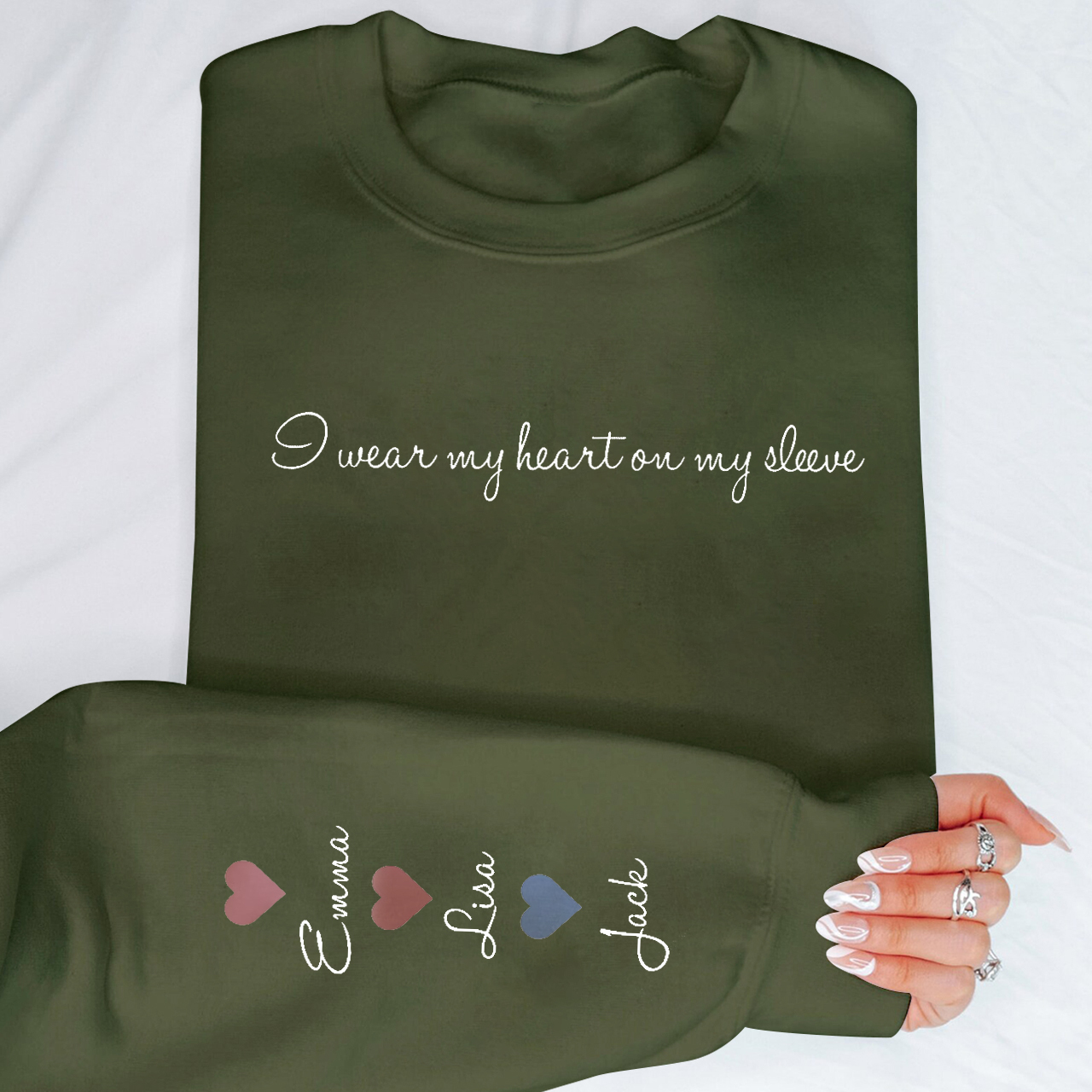 Personalized Sweatshirt I Wear My Heart On My Sleeve