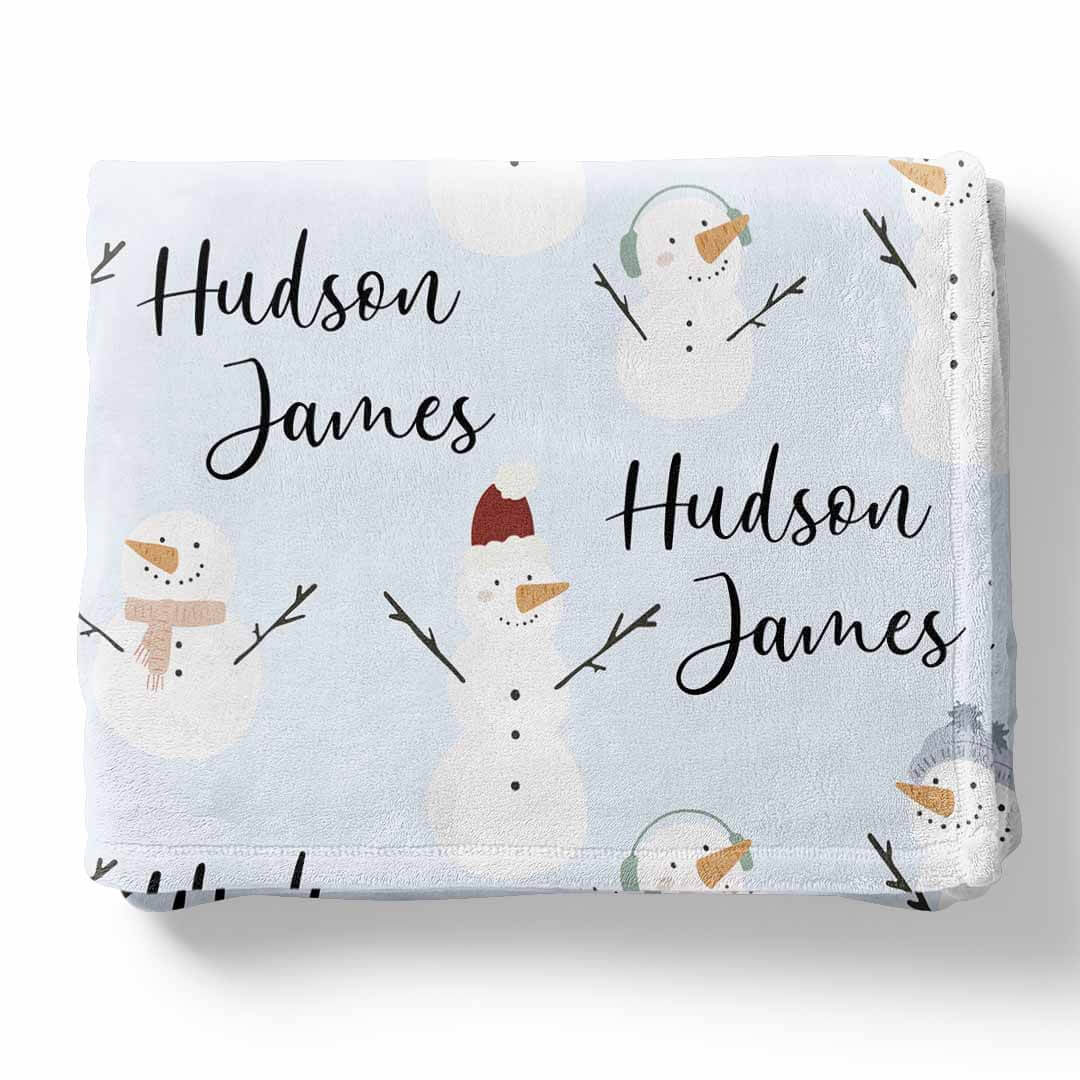 Snowman Christmas Personalized Blanket Beepumpkin