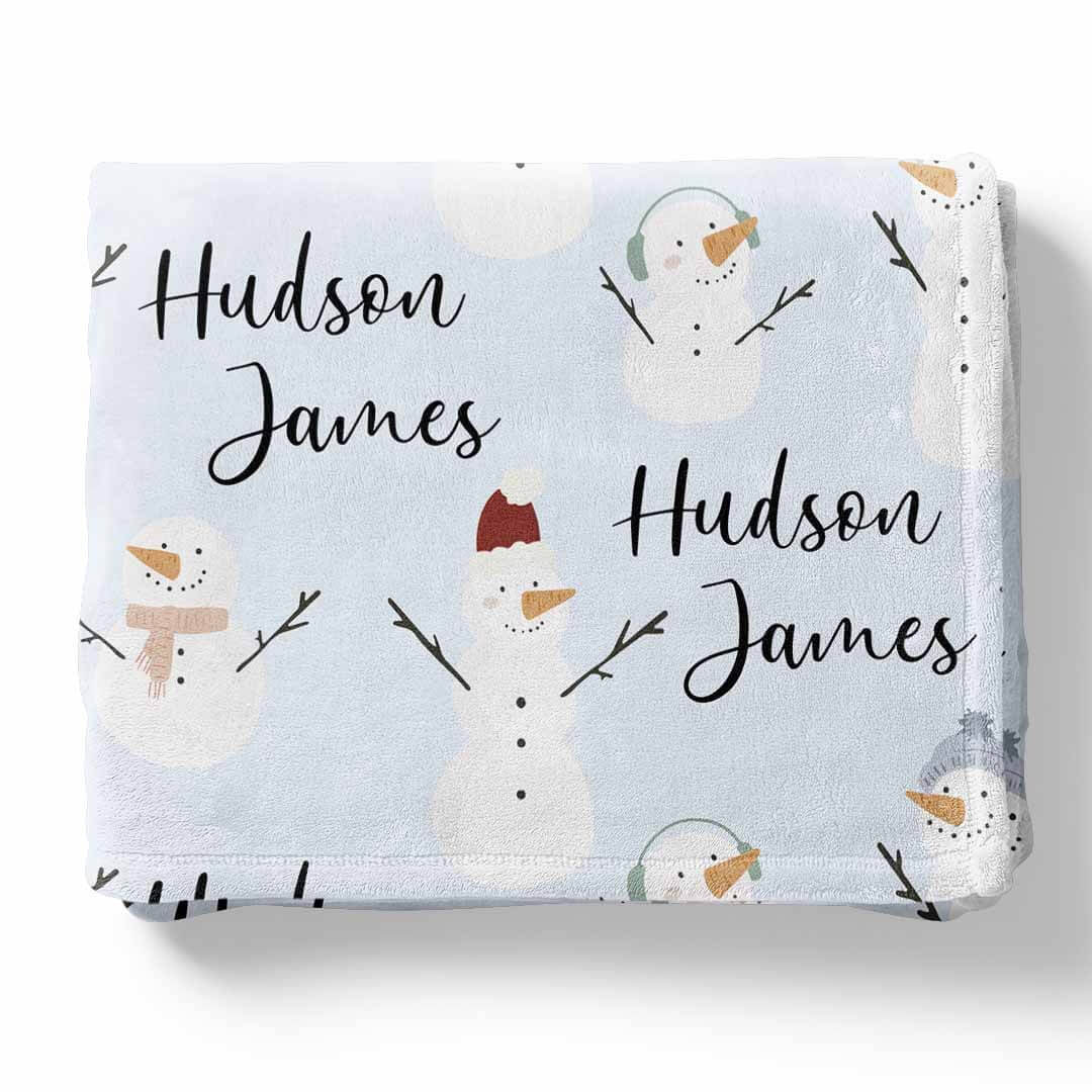 Snowman Christmas Personalized Blanket Beepumpkin