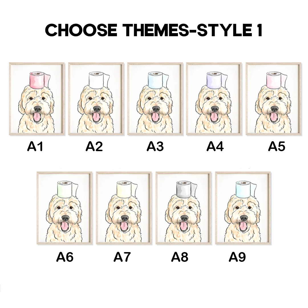 Personalized Funny Pet Portrait Bathroom Digital Nursery Wall Art