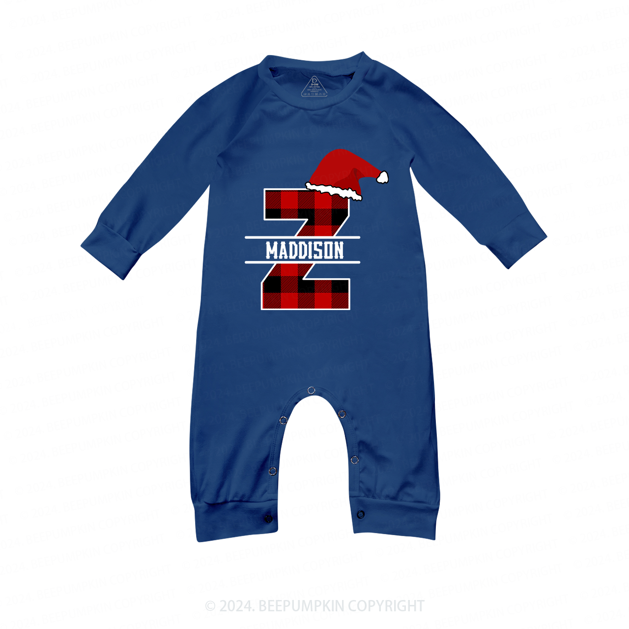 Personalized Capital Letters Christmas Family Matching Blue Pajamas Beepumpkin