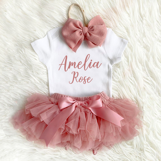 Tutu Baby Girl's Name Oufit Set