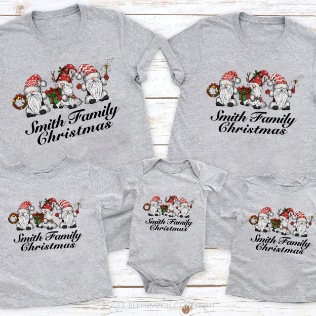 Personalized Christmas Customized Family Names Matching Tees Beepumpkin