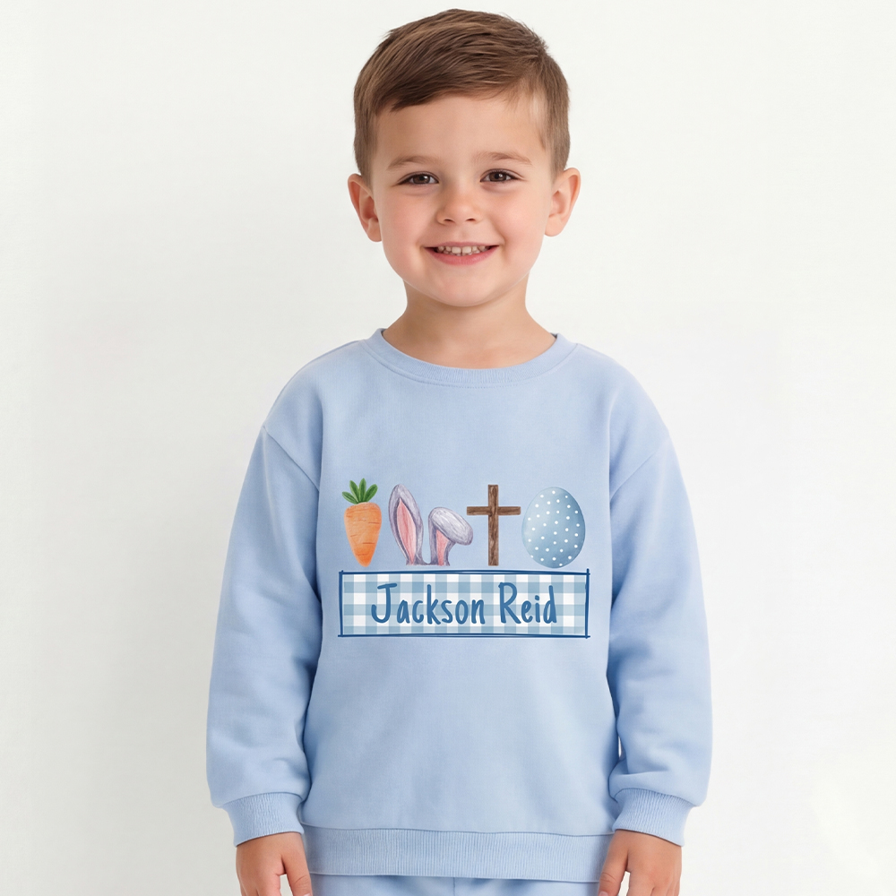 Personalized Watercolor Easter Bunny Name Kid's Sweatshirt