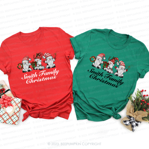Personalized Christmas Customized Family Names Matching Tees Beepumpkin