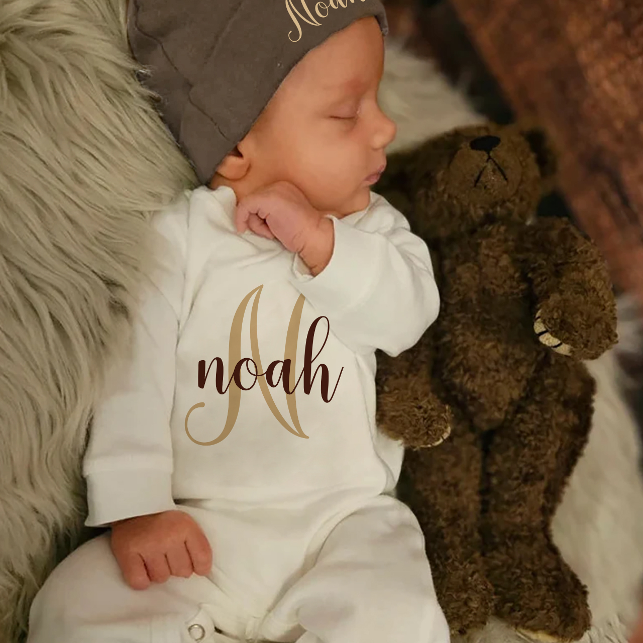 Personalized Gift For Baby Welcome Home Romper&Hat