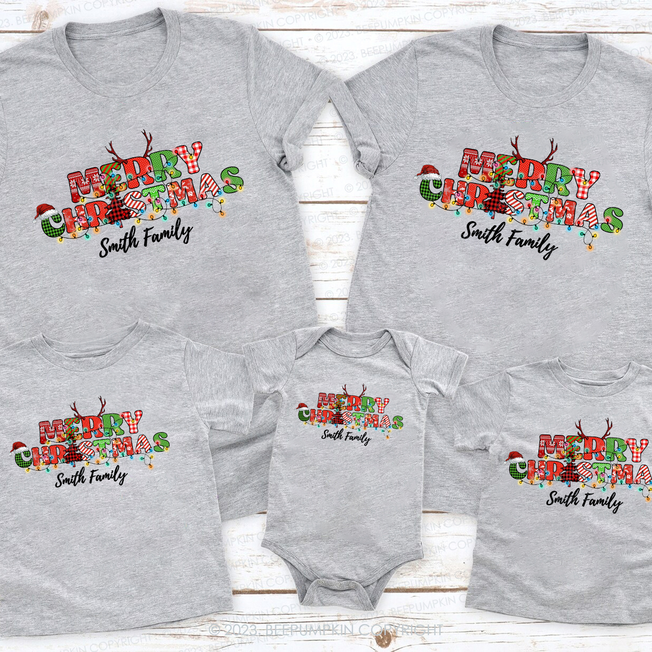 Classic Merry Christmas Print Matching Tees For Family Beepumpkin