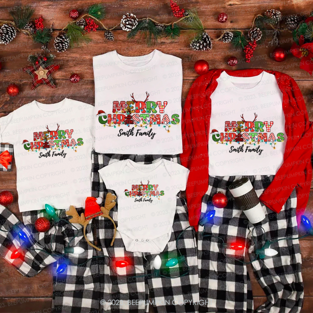Classic Merry Christmas Print Matching Tees For Family Beepumpkin
