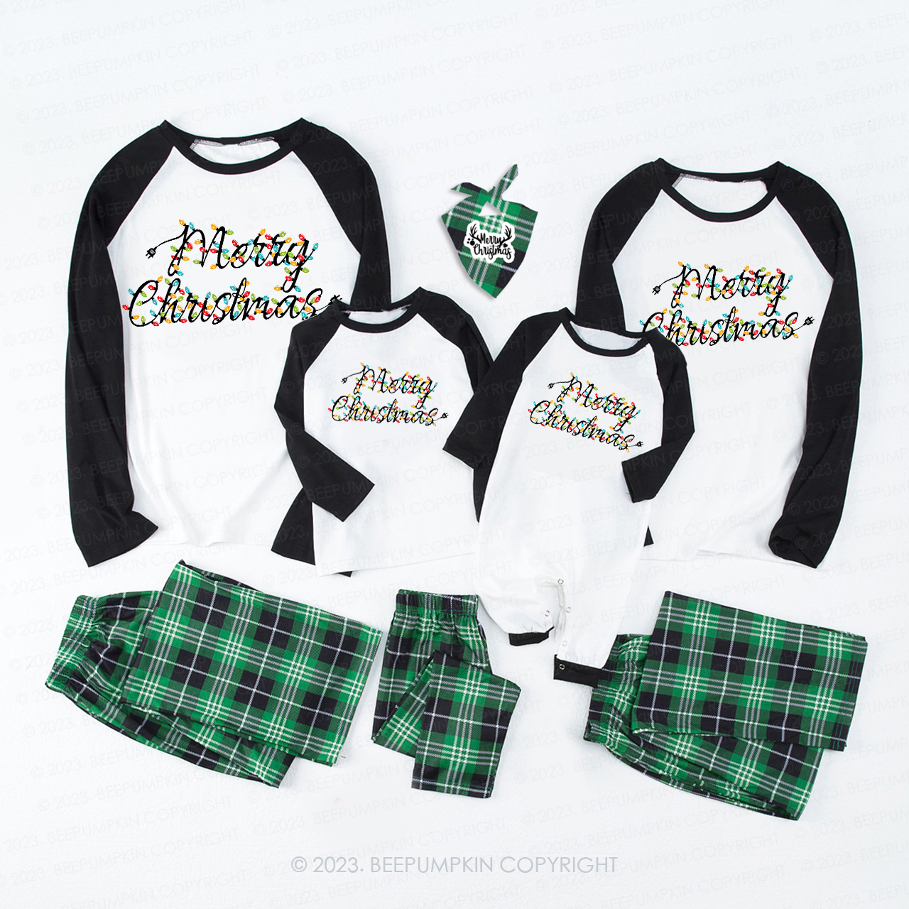 2023 New Christmas Lights  Matching Pajamas For Family Beepumpkin
