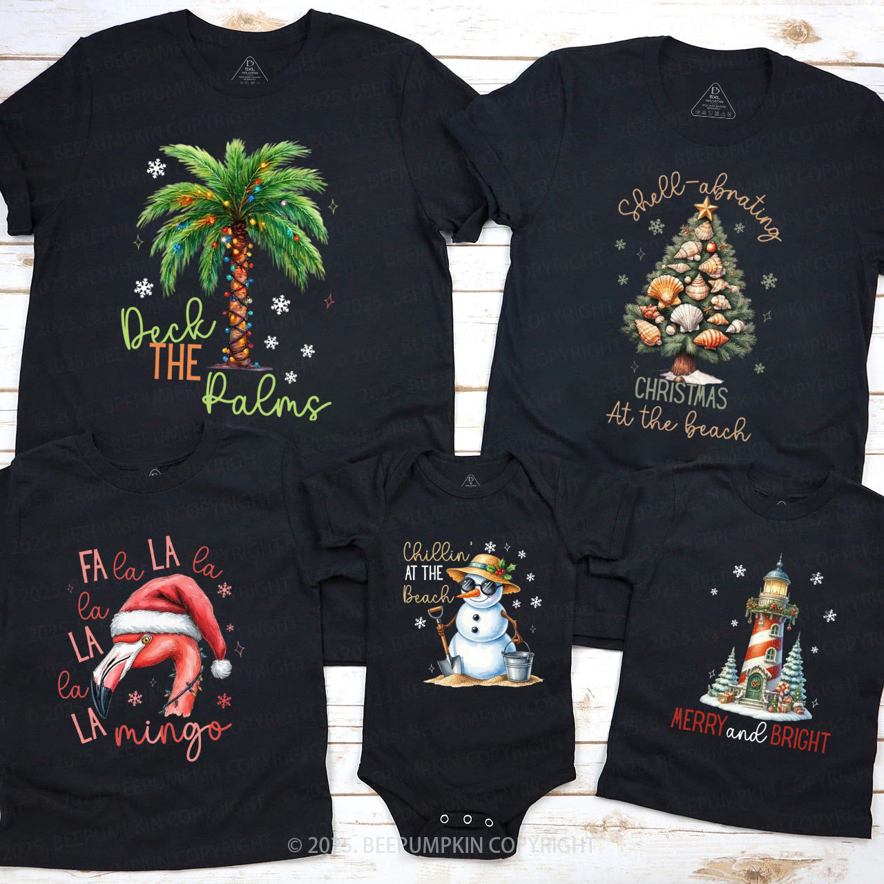Personalized Seaside Holiday Magic Family Matching T-Shirts Beepumpkin