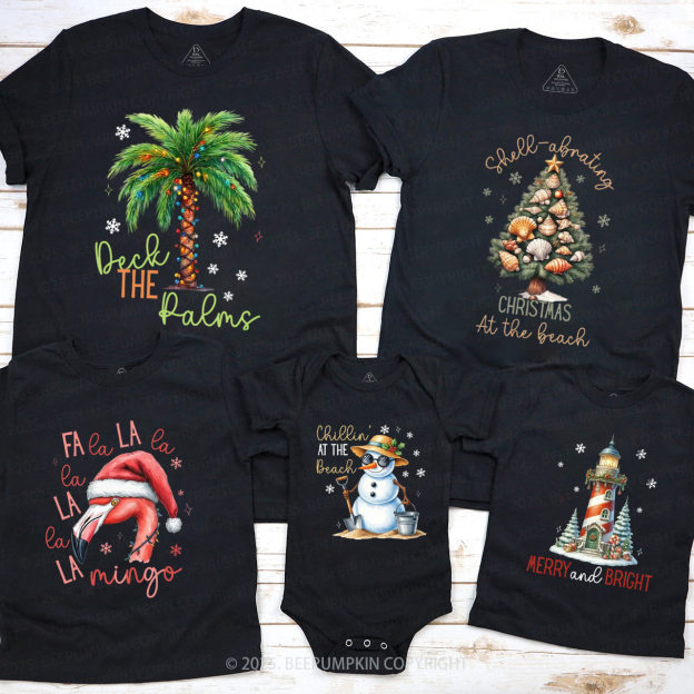 Personalized Seaside Holiday Magic Family Matching T-Shirts Beepumpkin