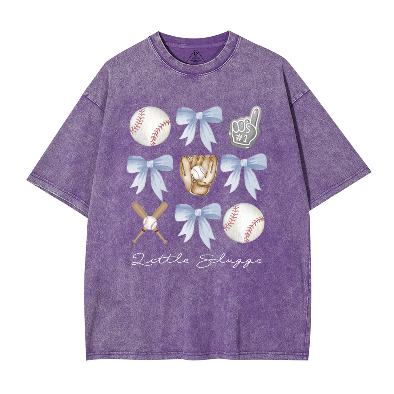 Personalized Bow Baseball Washed T-Shirts