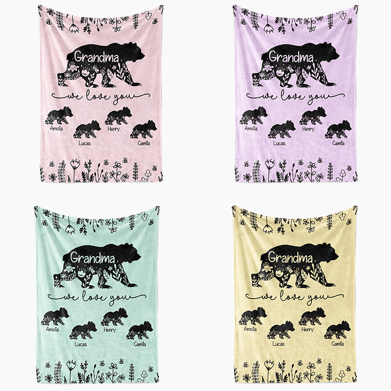 Personalized Grandma Bear Hugs Fleece Blanket