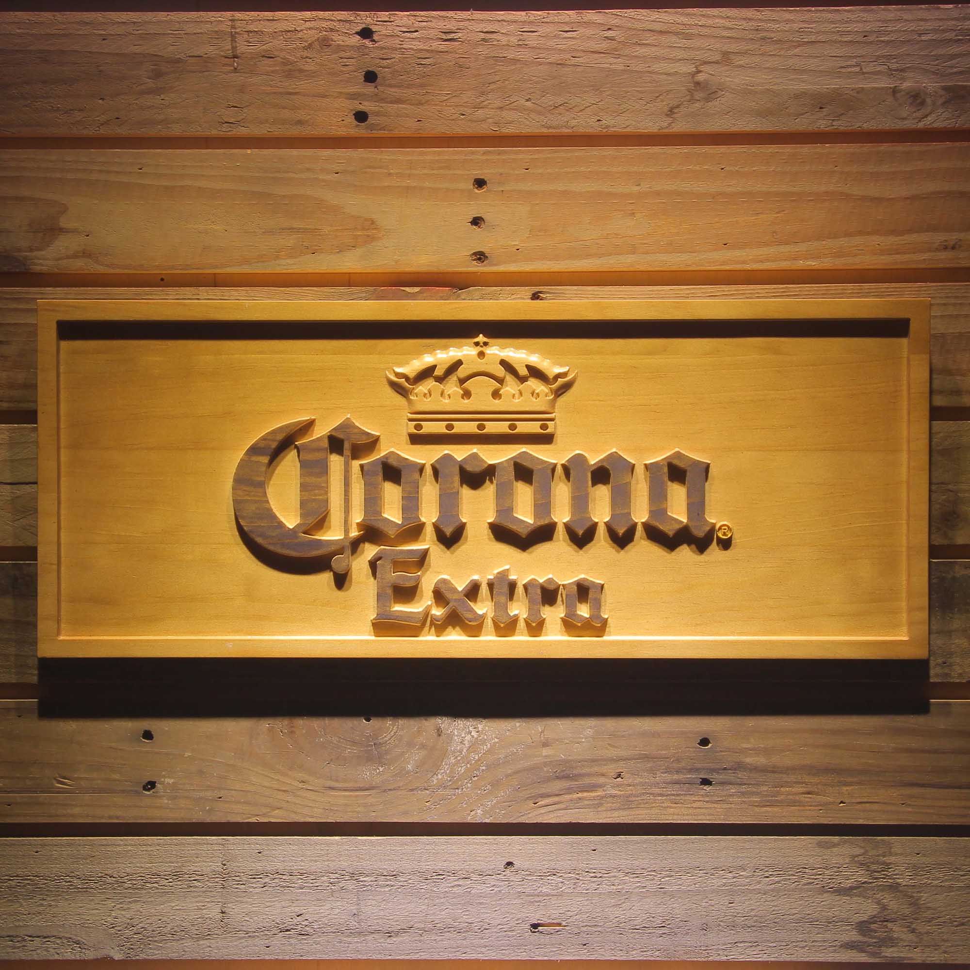 Corona Extra Beer 3D Wooden Engrave Sign