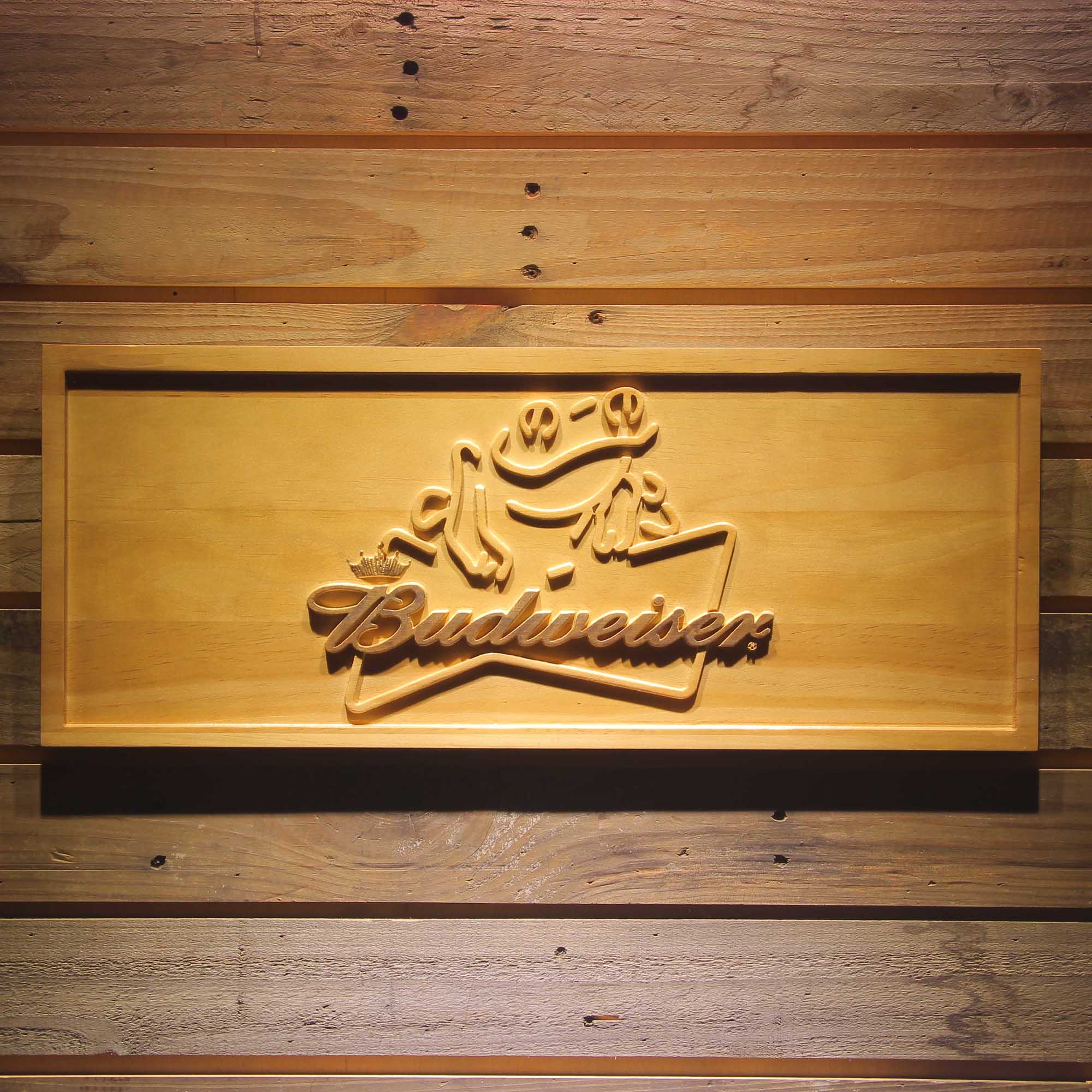 Budweiser Frog 3D Wooden Engrave Sign