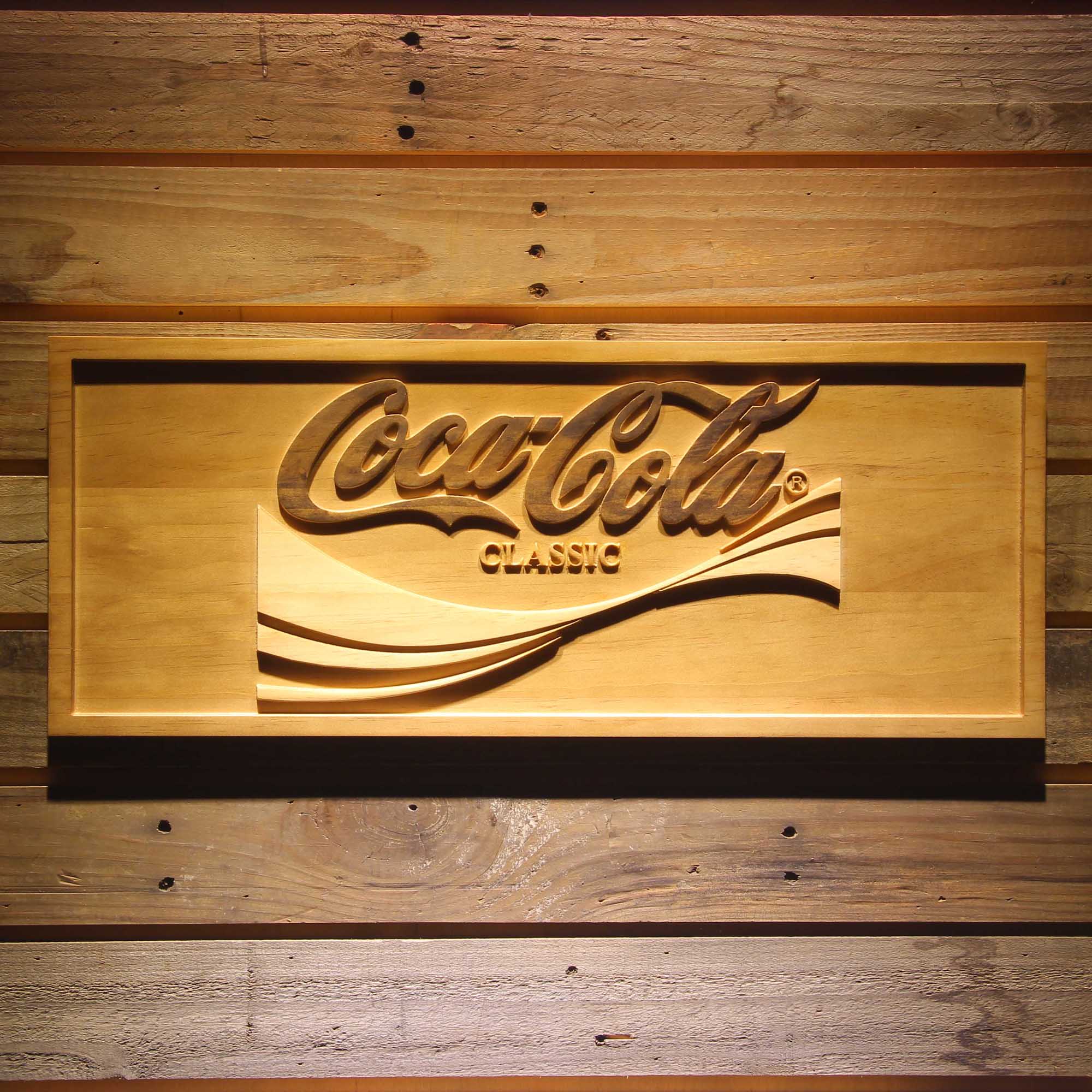Coca Cola Classic 3D Wooden Engrave Sign