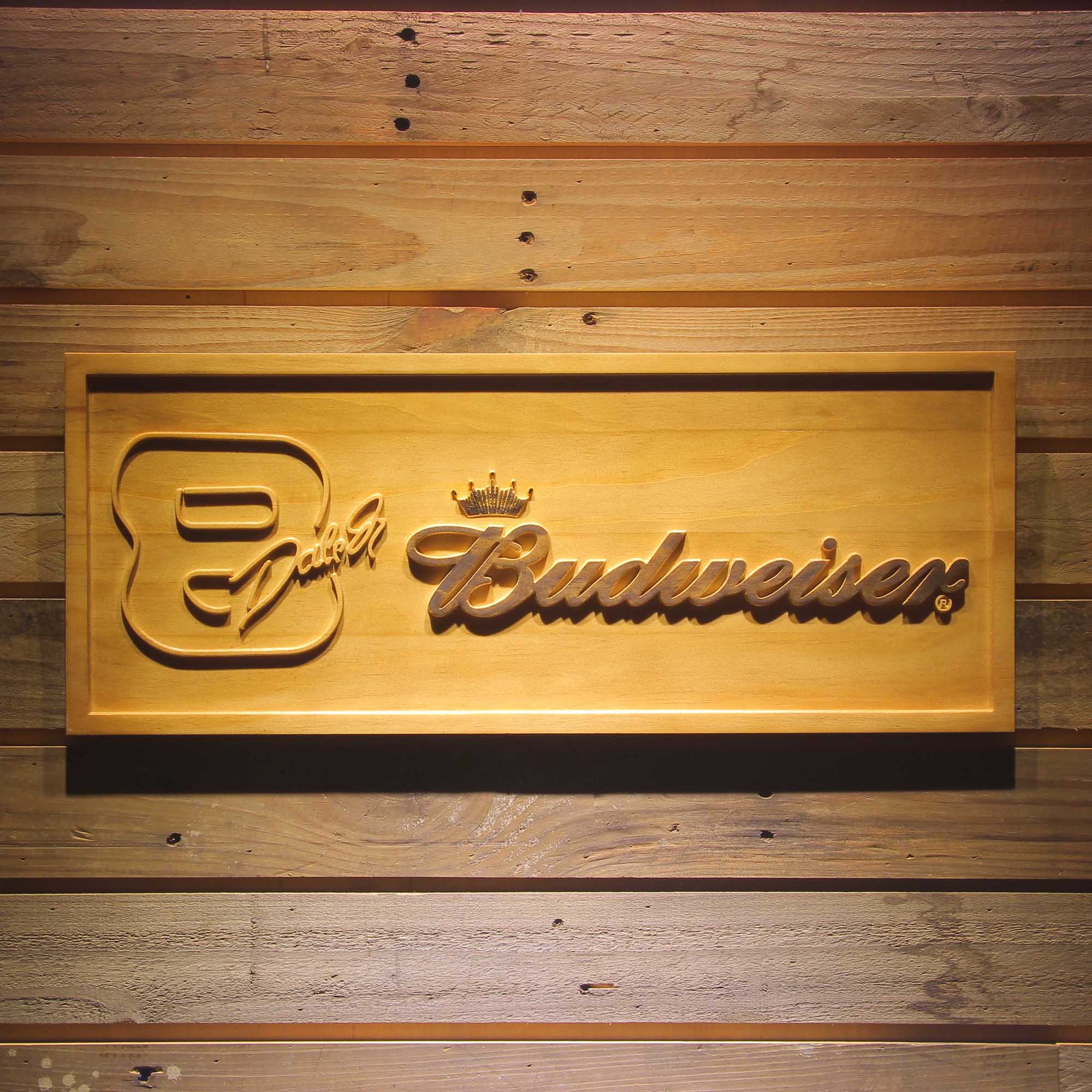 Budweiser 8 Dale Jr. 3D Wooden Engrave Sign