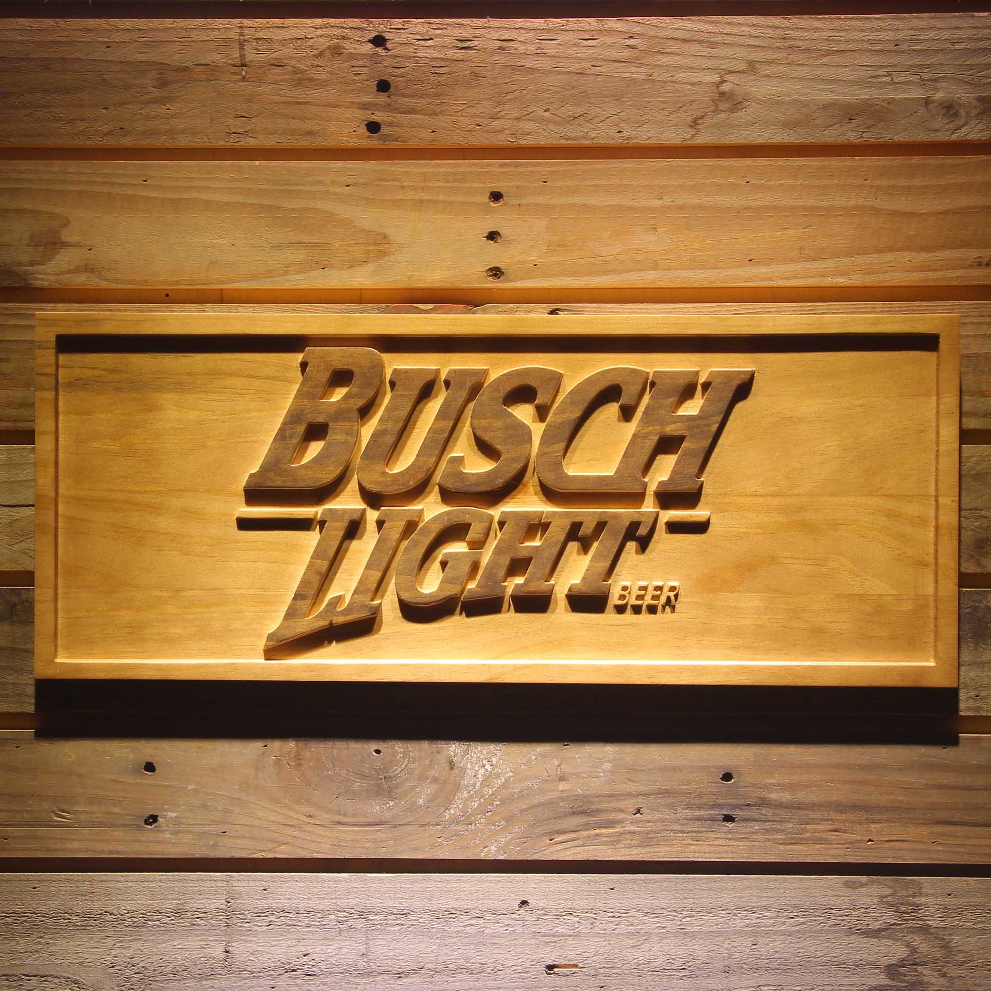 Busch Lite Beer Vintage Club Bar 3D Wooden Engrave Sign