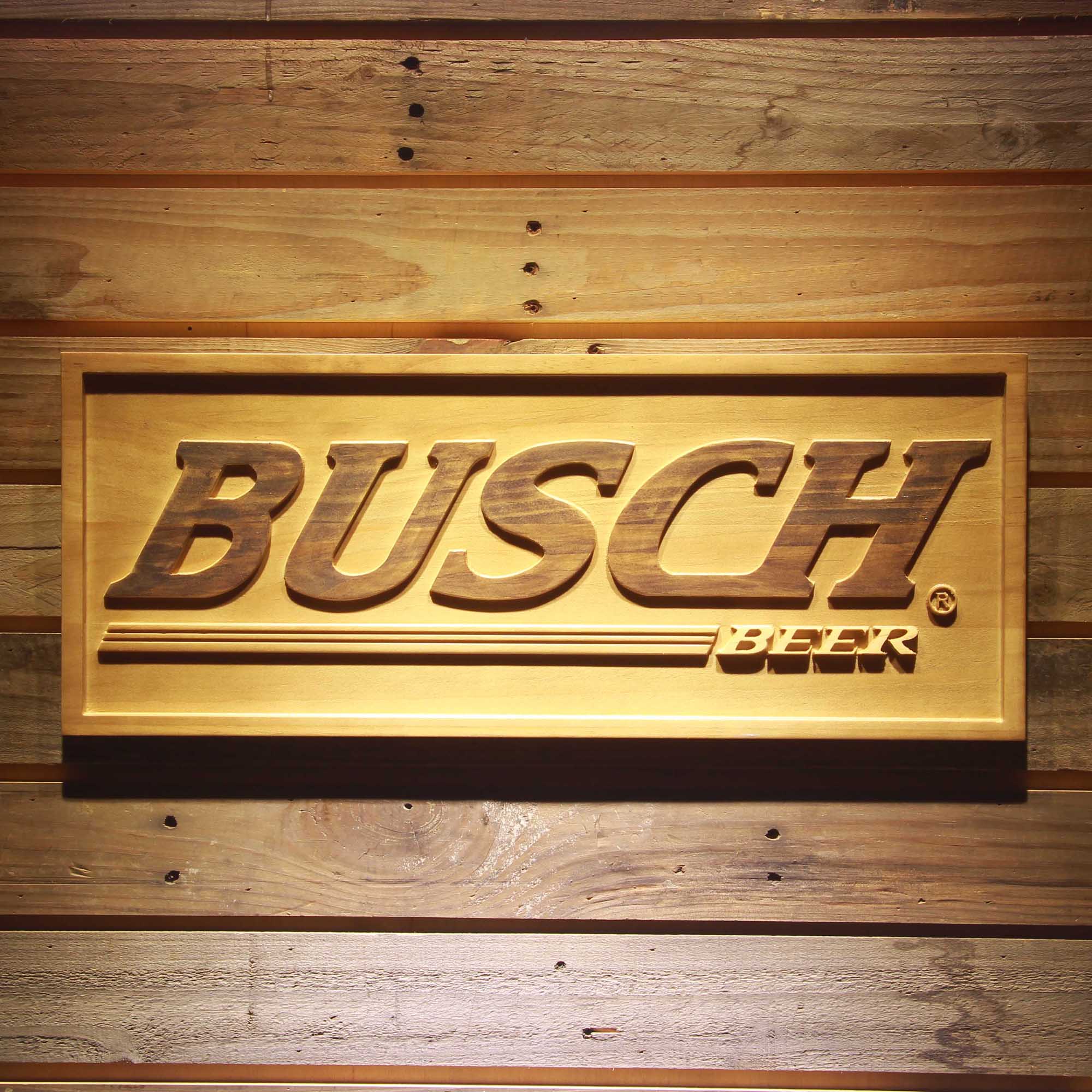 Busch Beer 3D Wooden Engrave Sign