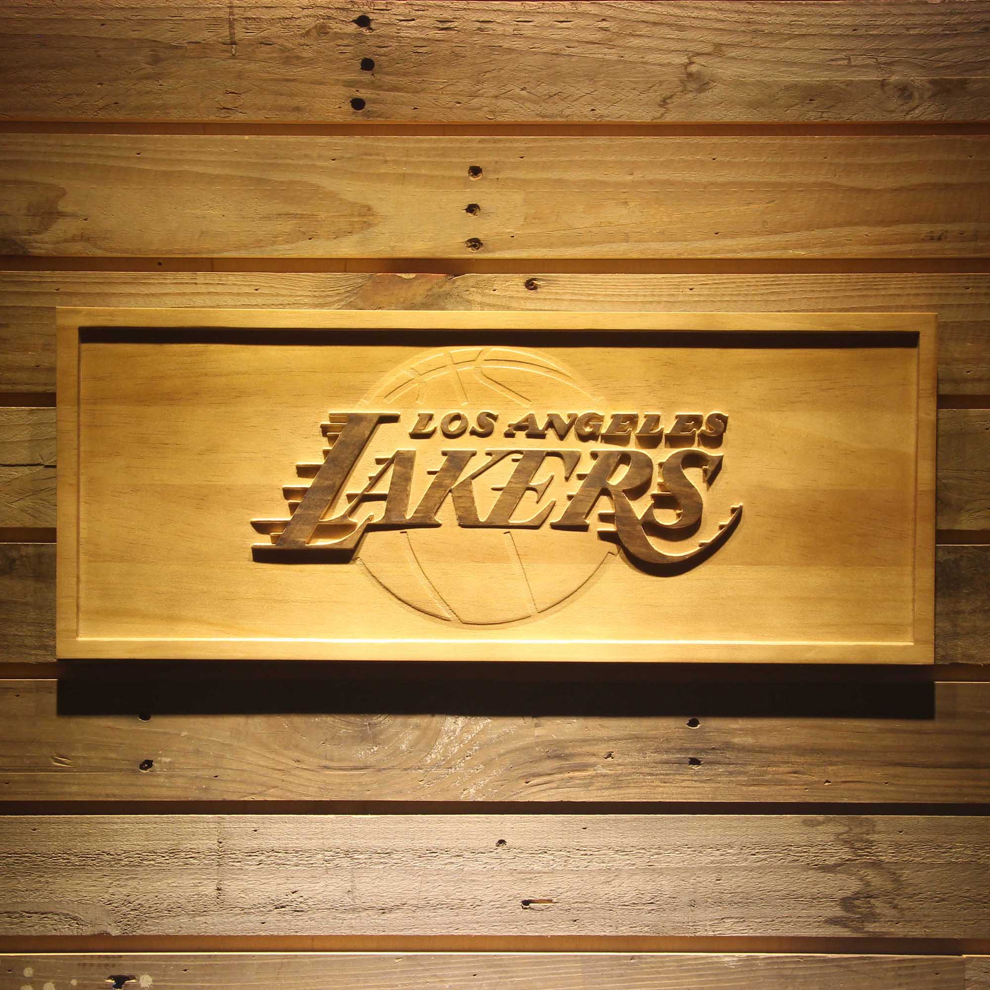 Los Angeles Lakers Basketball Man Cave Sport 3D Wooden Engrave Sign