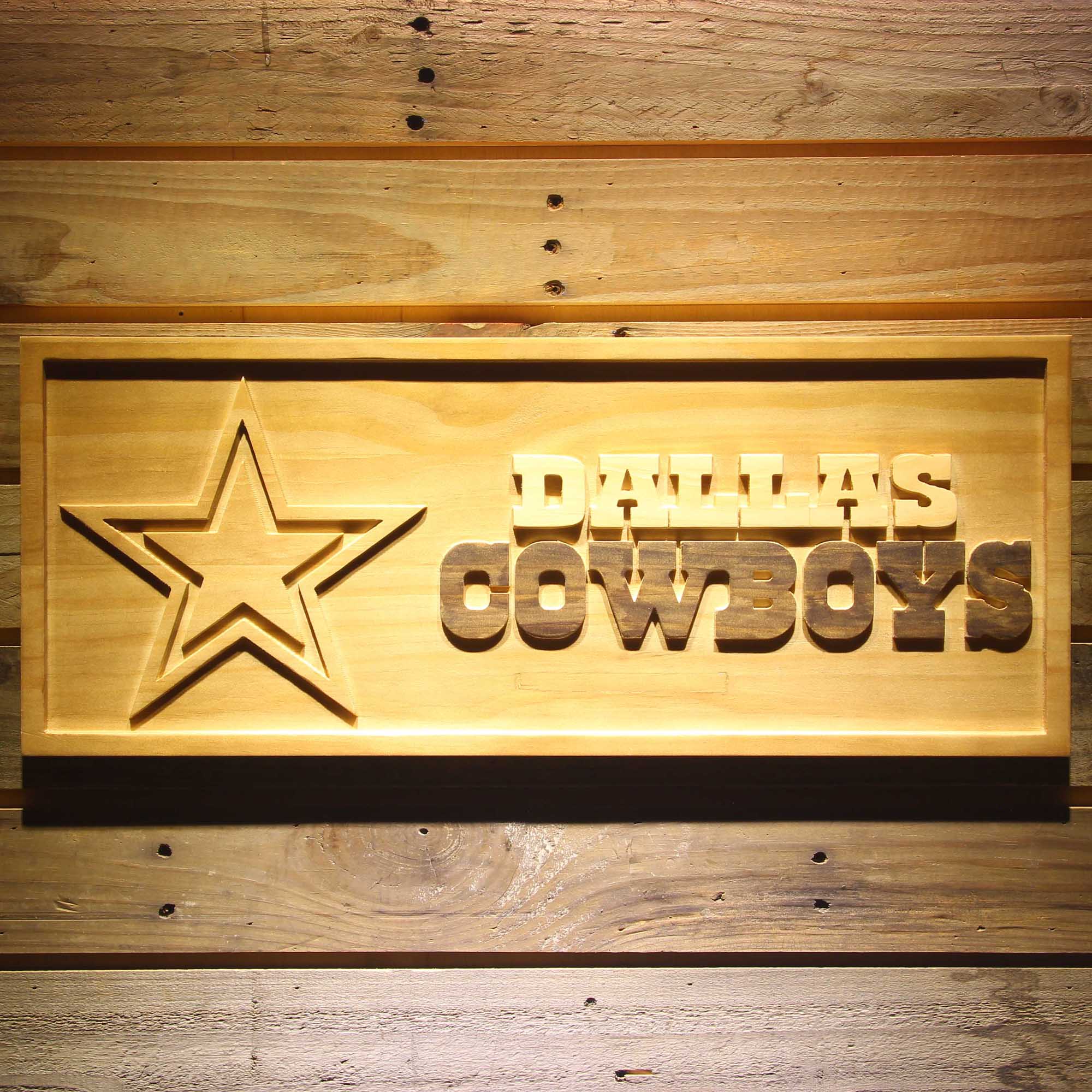 Dallas Cowboys Football Man Cave Sport 3D Wooden Engrave Sign
