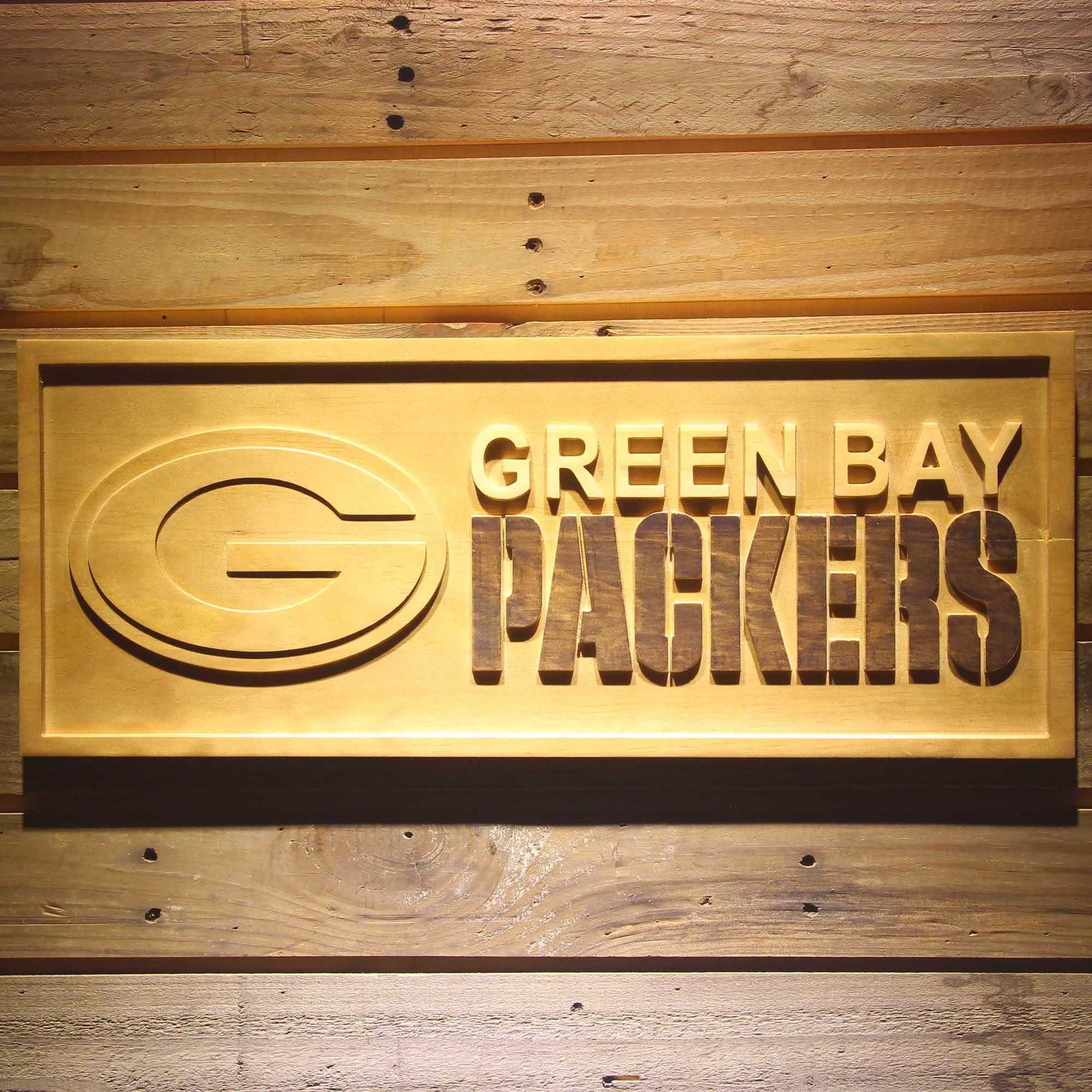 Green Bay Packers Football Man Cave Sport 3D Wooden Engrave Sign