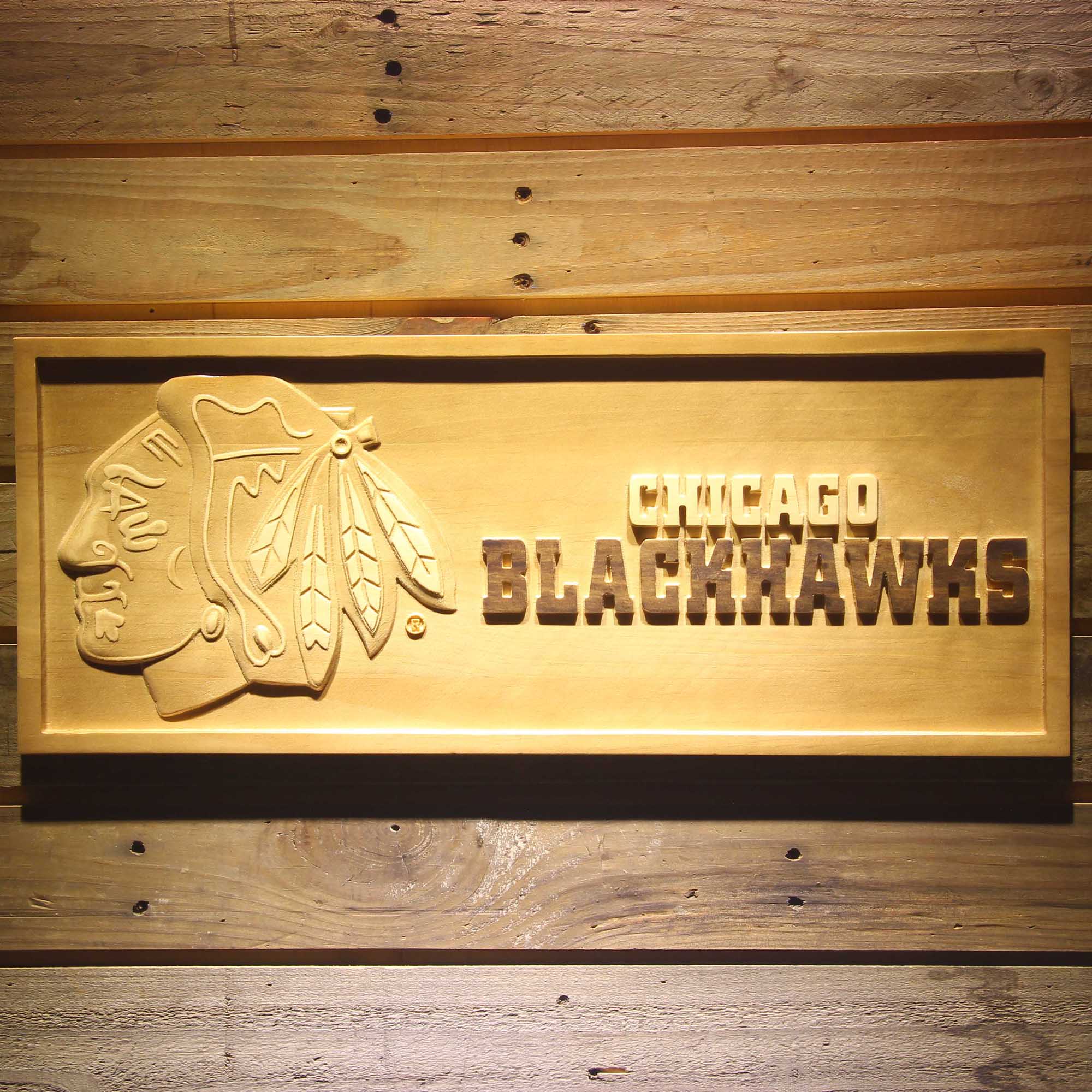 Chicago Blackhawks Hockey Man Cave Sport 3D Wooden Engrave Sign