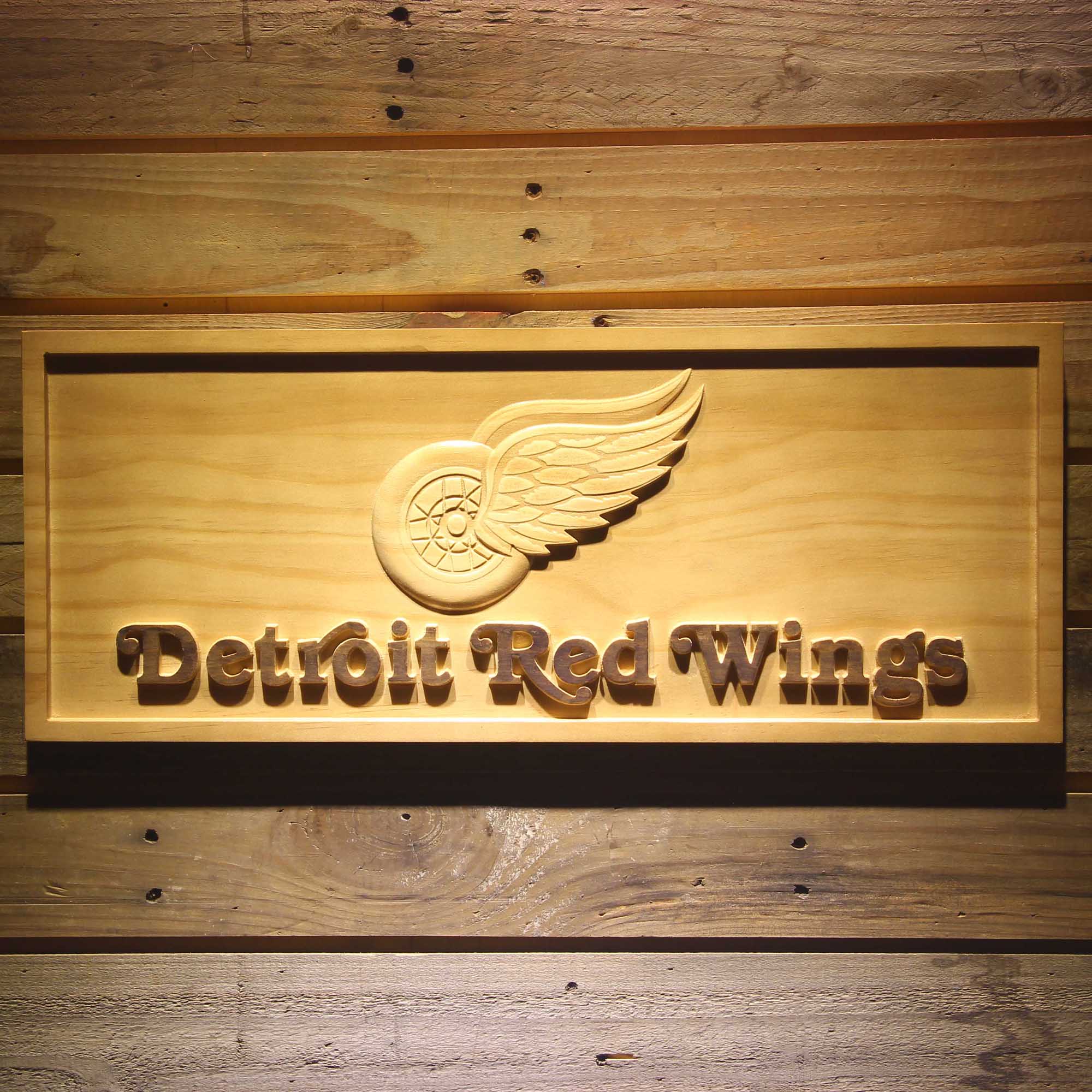 Detroit Red Wings Hockey Man Cave Sport 3D Wooden Engrave Sign
