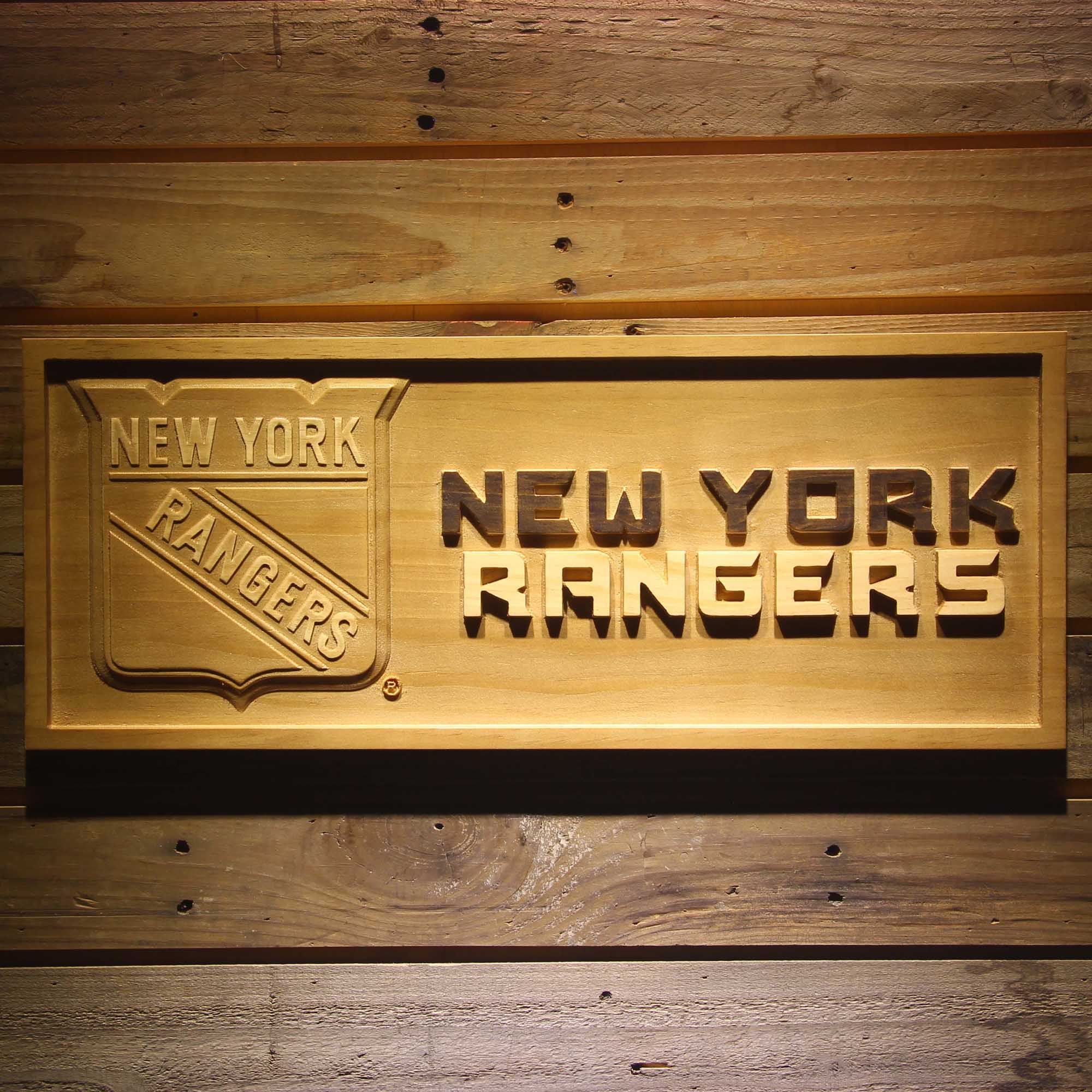 New York Rangers Hockey Man Cave Sport 3D Wooden Engrave Sign