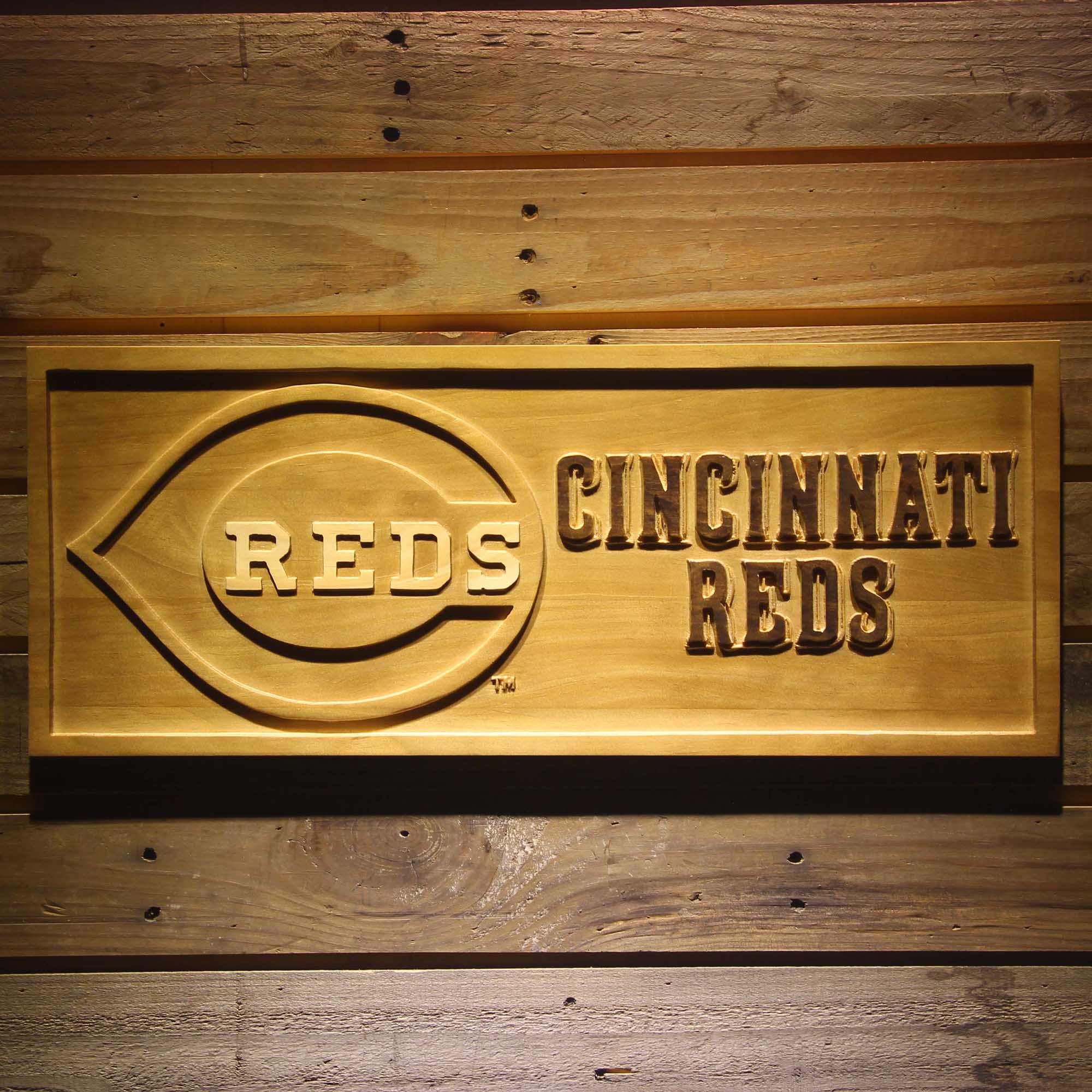 Cincinnati Reds 3D Wooden Engrave Sign