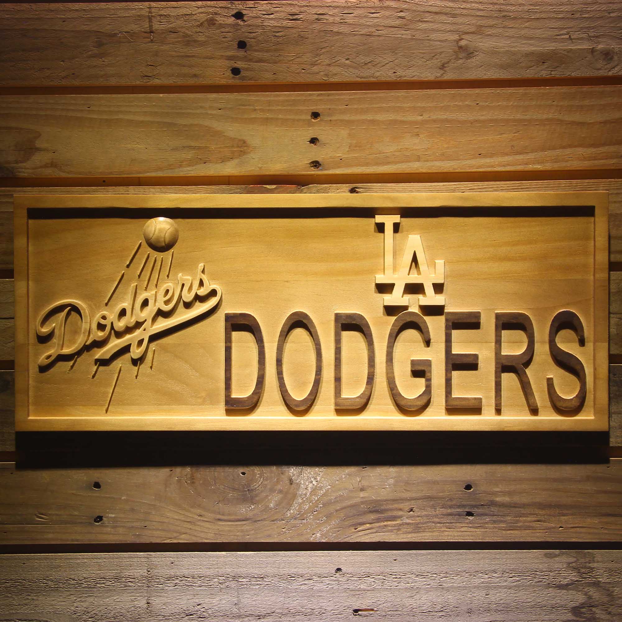 Los Angeles Dodgers 3D Wooden Engrave Sign