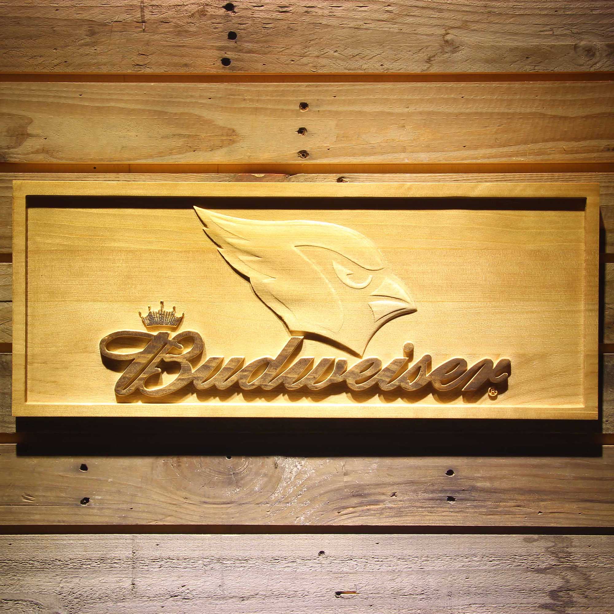 Arizona Cardinals Budweiser 3D Wooden Engrave Sign
