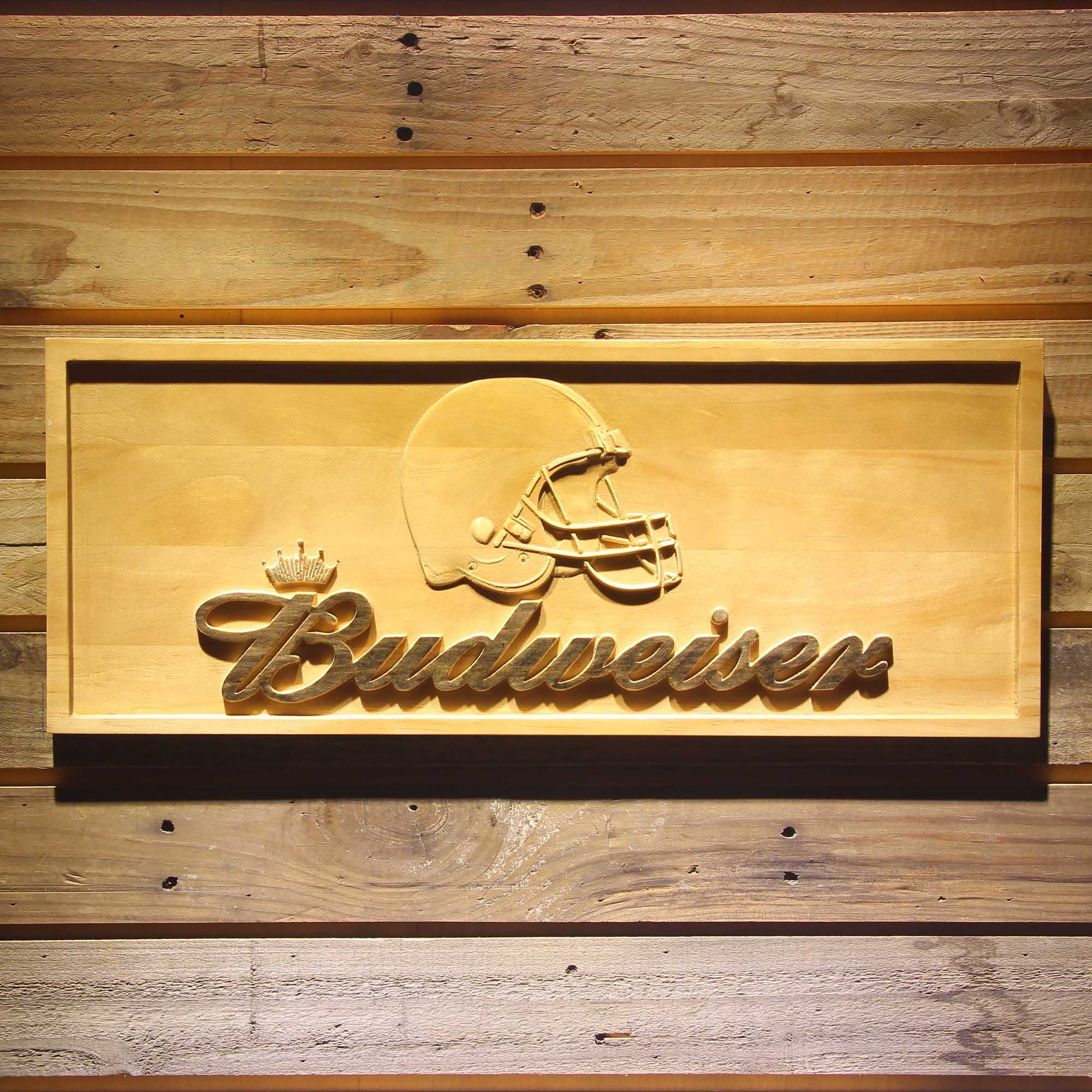 Cleveland Browns Budweiser 3D Wooden Engrave Sign