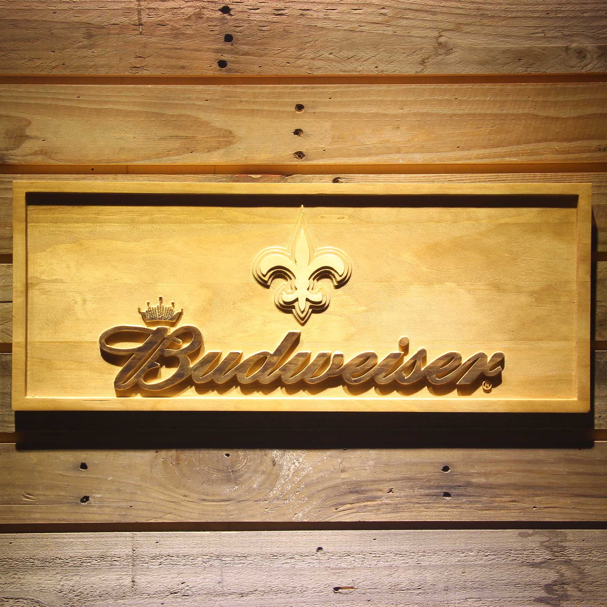 New Orleans Saints Budweiser 3D Wooden Engrave Sign