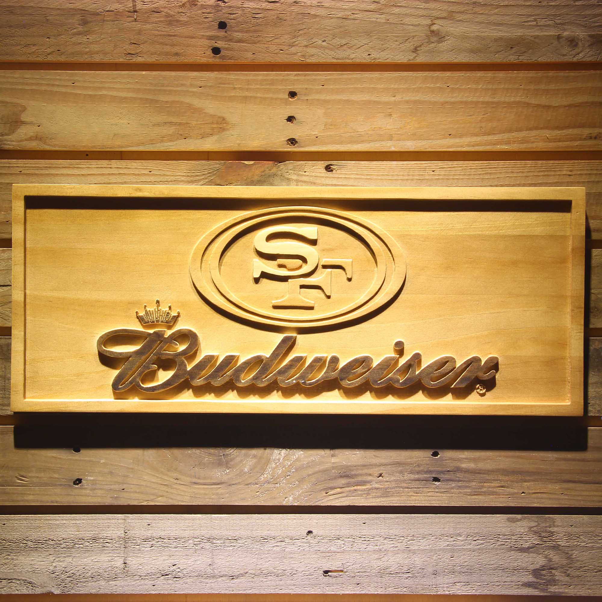 San Francisco 49ers Budweiser Bar 3D Wooden Engrave Sign