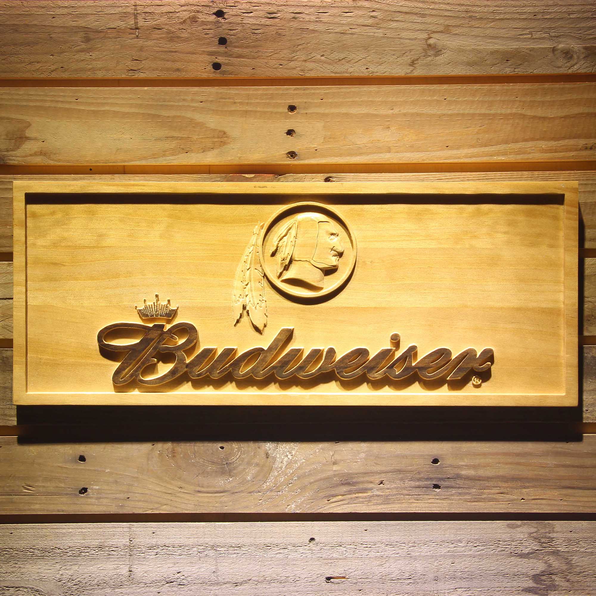 Washington Redskins Budweiser 3D Wooden Engrave Sign