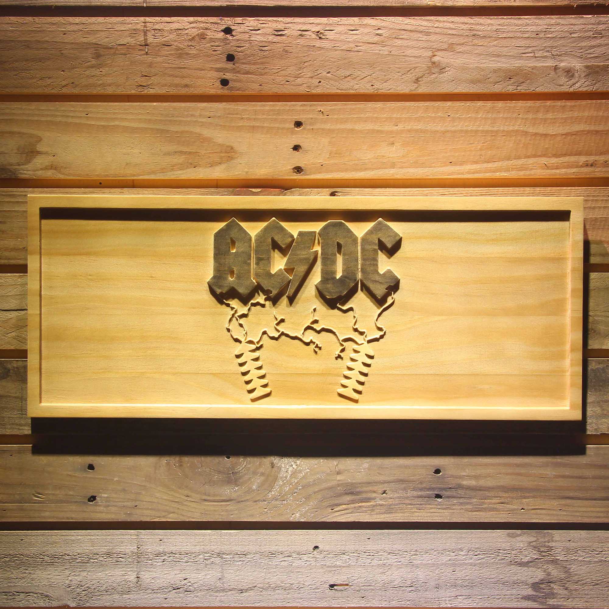 AD/DC Thunderstruck 3D Wooden Engrave Sign