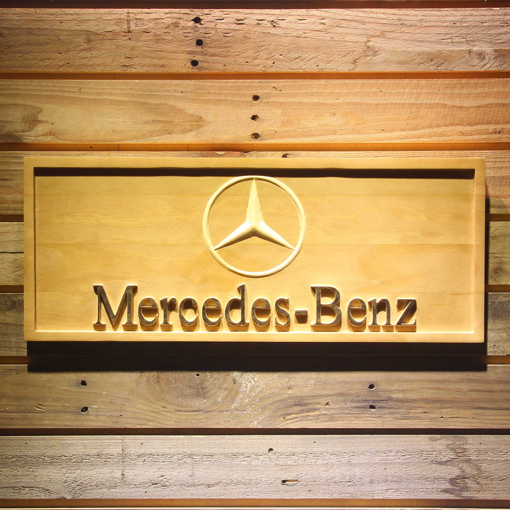 Mercedes,Benz,Mercedes Benz 3D Wooden Engrave Sign