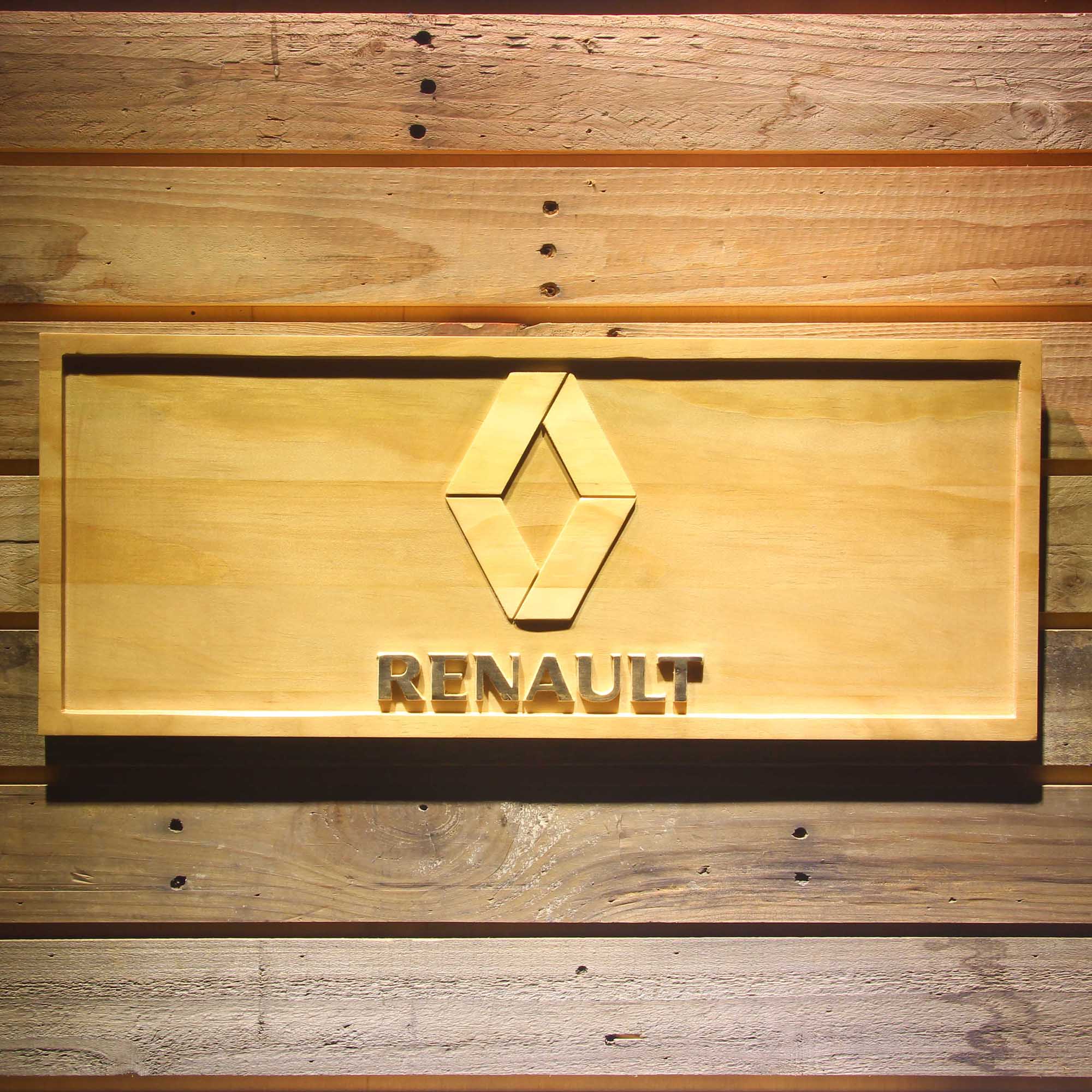 Renault 3D Wooden Engrave Sign