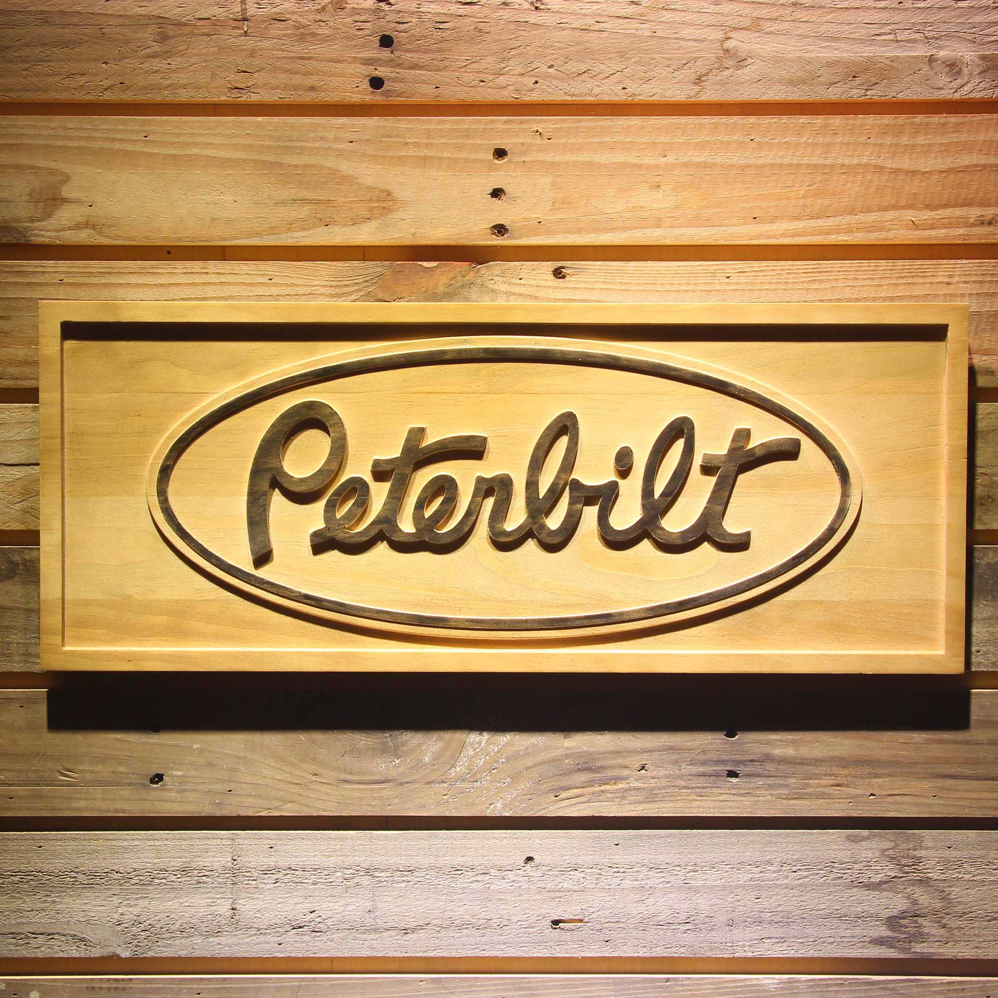 Peterbilt Car 3D Wooden Engrave Sign