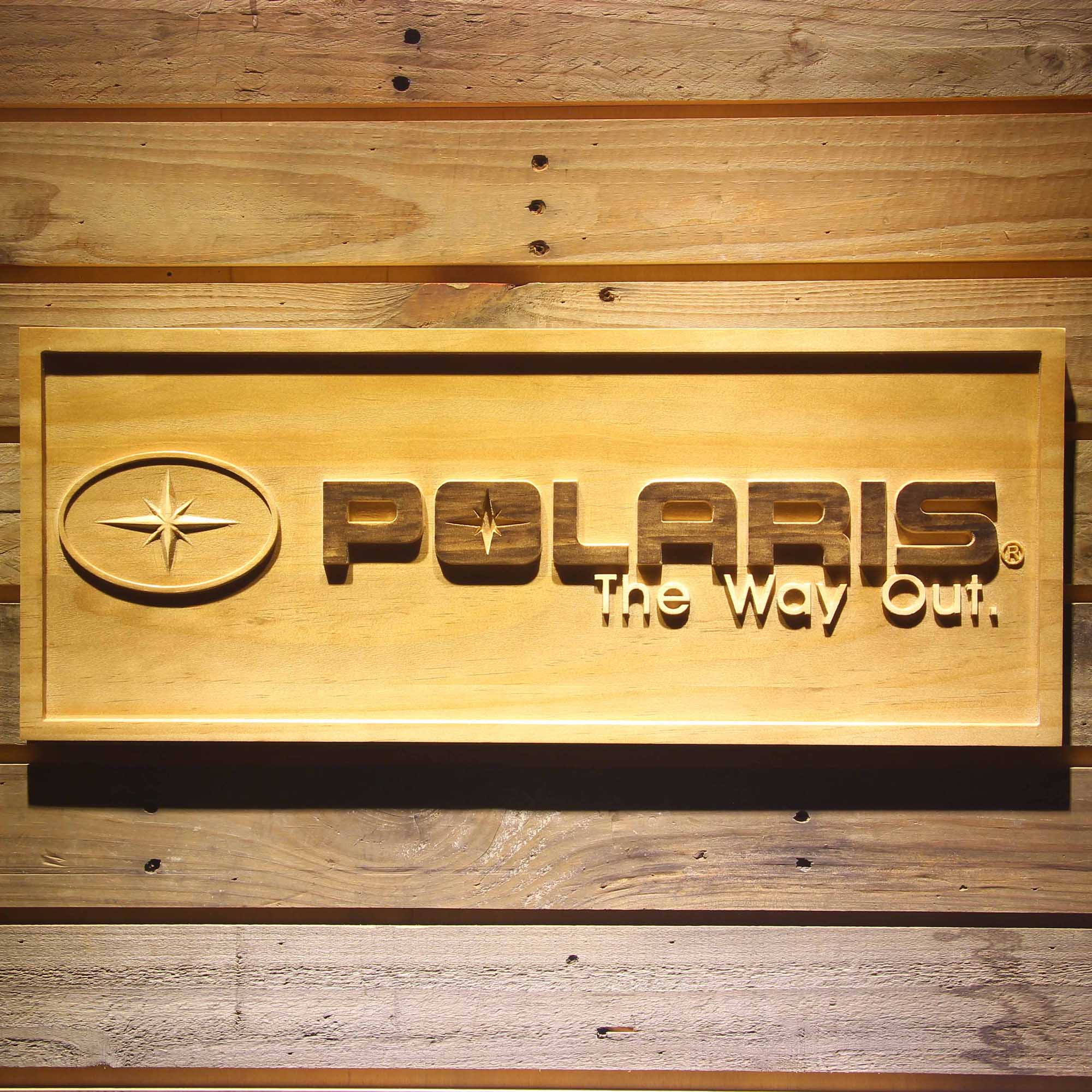 Polaris Snowmobiles 3D Wooden Engrave Sign